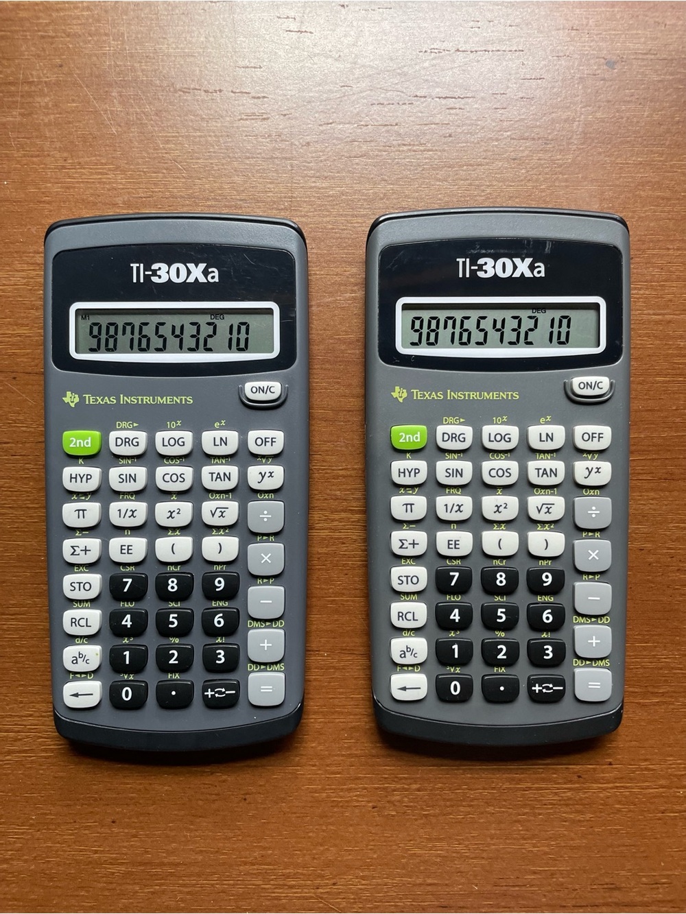 Lot if 2 Texas Instruments TI-30xa Calculators with Covers - Working